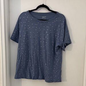 Maurices Blue Short Sleeve Tee with Silver Dots